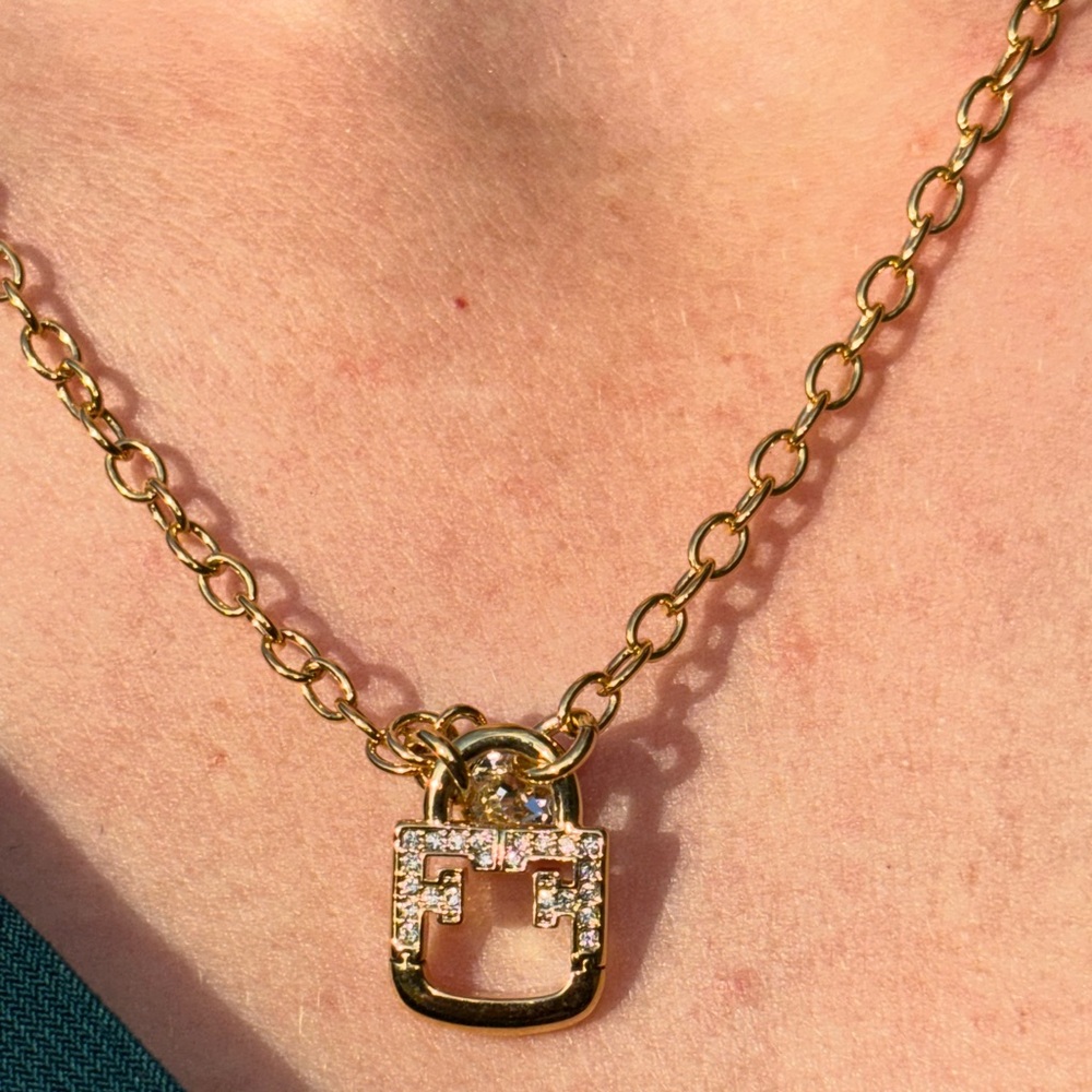 Furla 10K Gold Plated Padlock Charms Necklace - Picture 4 of 4
